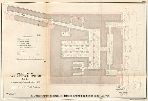 Der Torbau (Taltempel) des Königs Chephren — Grundriss „Das Grabdenkmal des Königs Chephren“, Uvo Hölscher, 1912