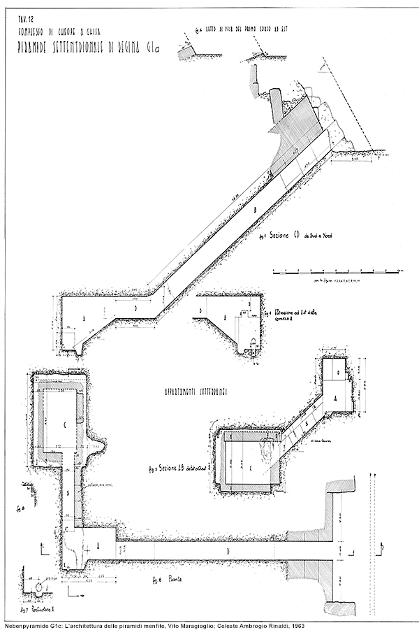 Nebenpyramide G1a innen: L'architettura delle piramidi menfite, Vito Maragioglio; Celeste Ambrogio Rinaldi, 1963