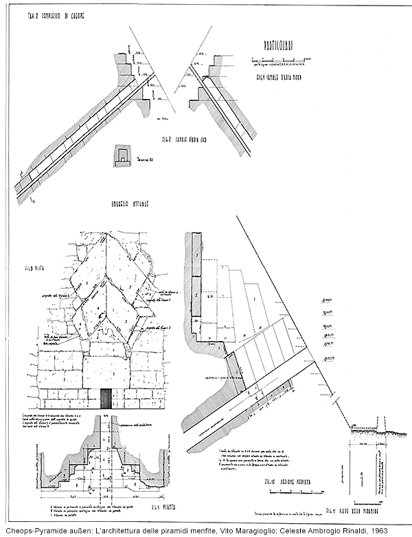 Cheops-Pyramide, Seite: L'architettura delle piramidi menfite, Vito Maragioglio; Celeste Ambrogio Rinaldi, 1963