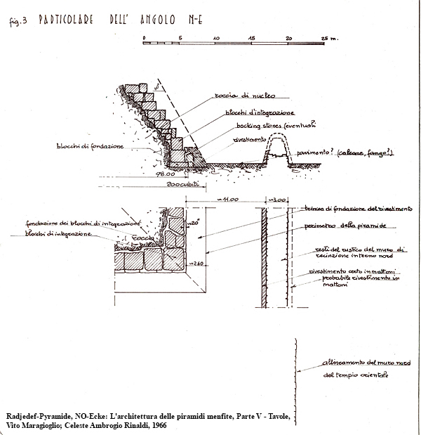 Nordost-Ecke der Radjedef-Pyramide: L'architettura delle piramidi menfite, Parte V — Tavole, Vito Maragioglio; Celeste Ambrogio Rinaldi, 1963