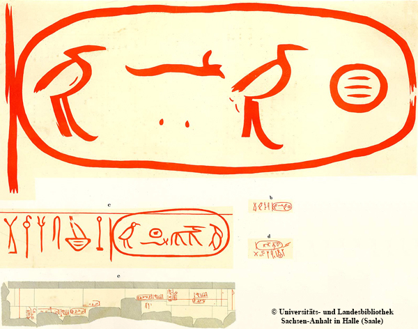 Inschriften aus den Entlastungskammern der Cheops-Pyramide.