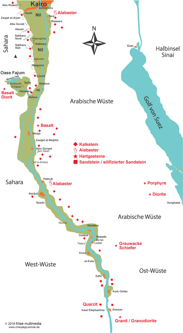 Steinbrüche und Abbaugebiete in Ägypten