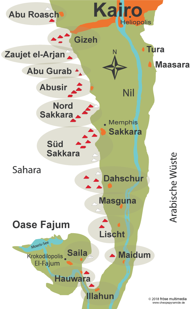 Pyramidengebiet von Abu Roasch bis zur Oase Fajum